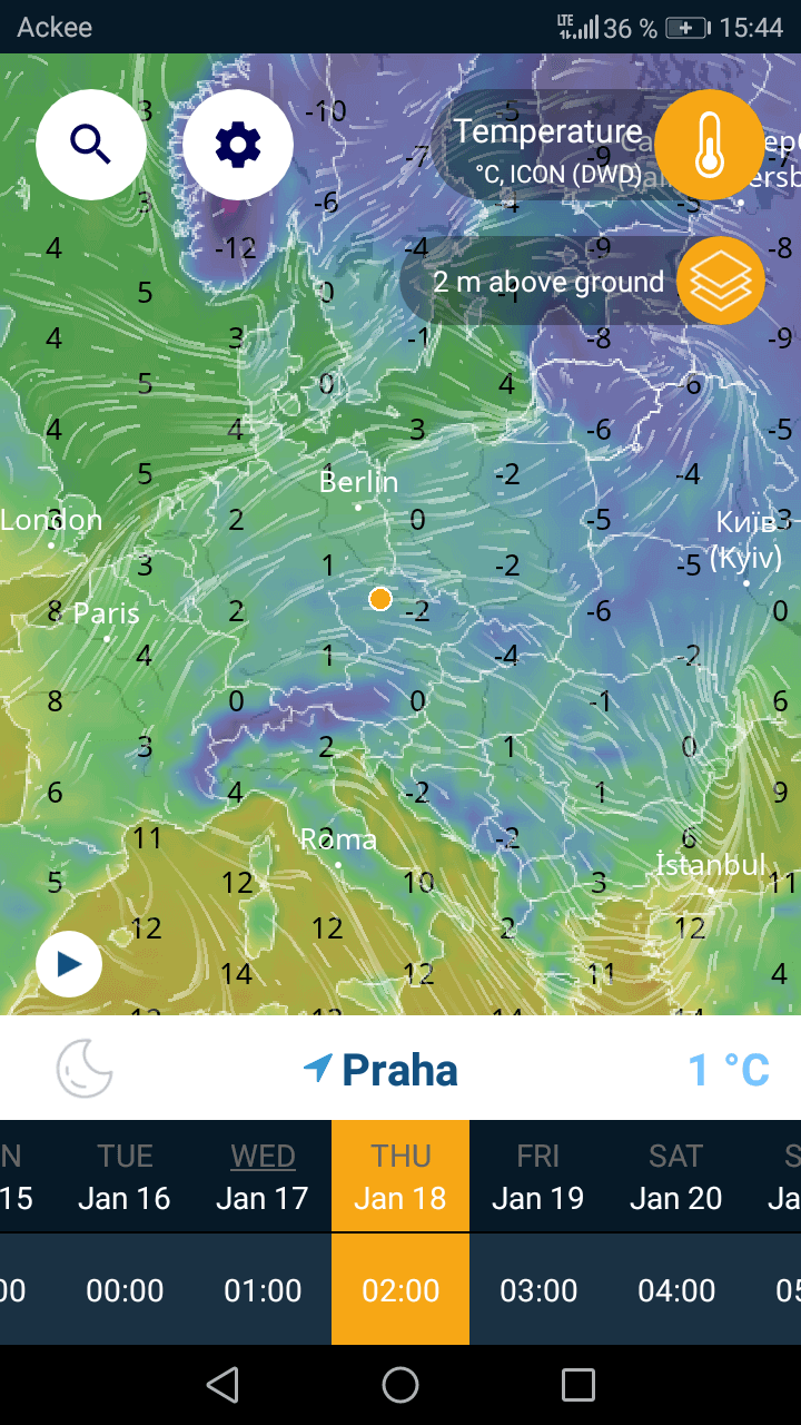 Ventusky-App entwickelt von Ackee